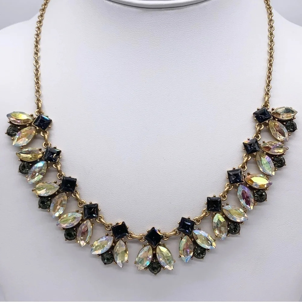 J. Crew Gray and AB Jeweled Necklace